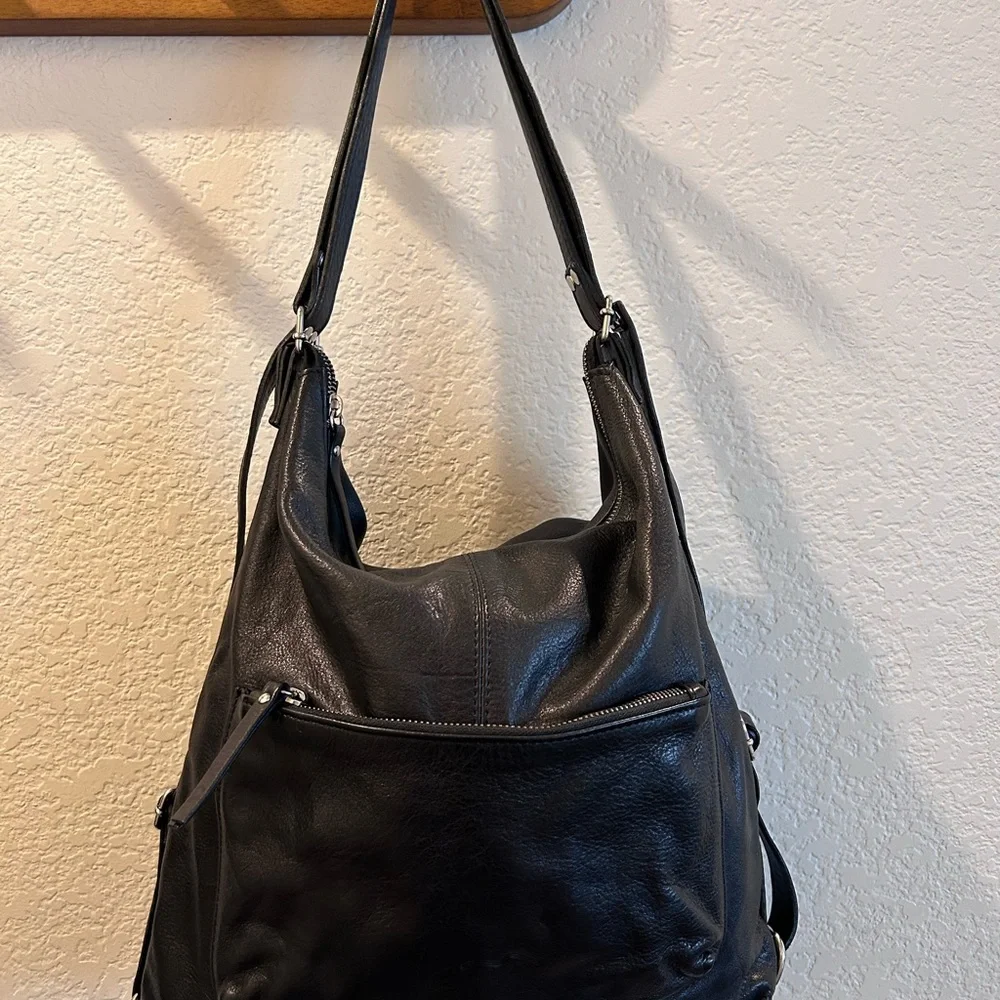 Convertible Hobo/Backpack Leather Bag - Picture 3 of 8
